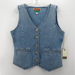 Daily Waistcoat Vest Small Blue Western Denim Button Up Jacket NEW